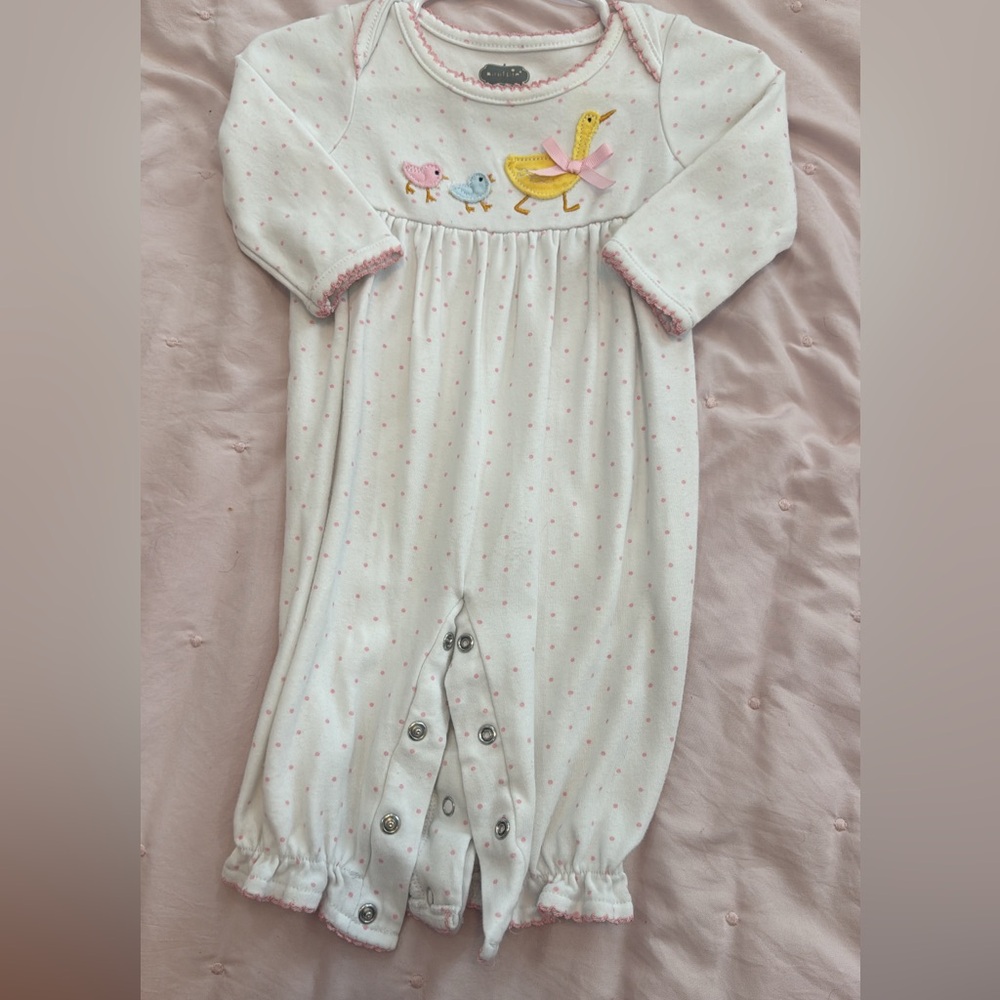 Mud Pie Pink dot Convertible Gown 0-3m